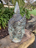 Antiqued Angkok Buddha Head Statue Garden Ornament Sculpture 77cm