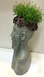 FLOWER GIRL PLANTER SUCCULENT LADY FACE POT PLANTERS GARDEN PLANT FEATURE