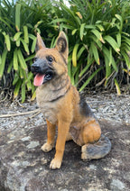 GERMAN SHEPHERD MEMORIAL PUPPY DOG ANIMAL GARDEN STATUE ORNAMENT SCULPTURE