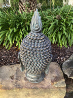 Antiqued Angkok Buddha Head Statue Garden Ornament Sculpture 77cm