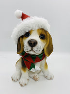 BEAGLE SITTING DOG CHRISTMAS XMAS ANIMAL GARDEN STATUE ORNAMENT