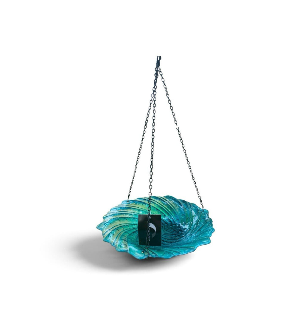 Hanging Glass Bird Feeder | Decorative Outdoor Wild Bird Feeder with Chain