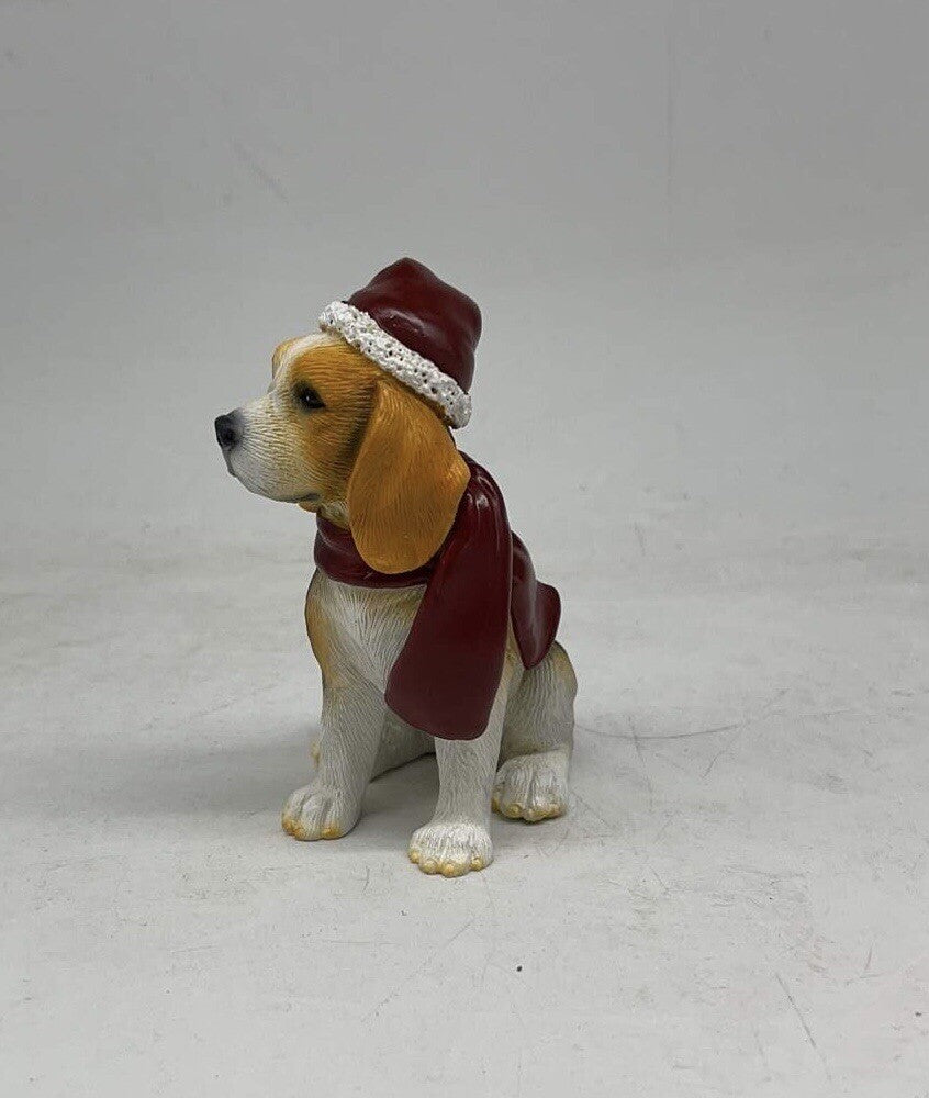 2 x Beagle Hound Dog Puppy Christmas Xmas Tree Decoration Statue Home Decor