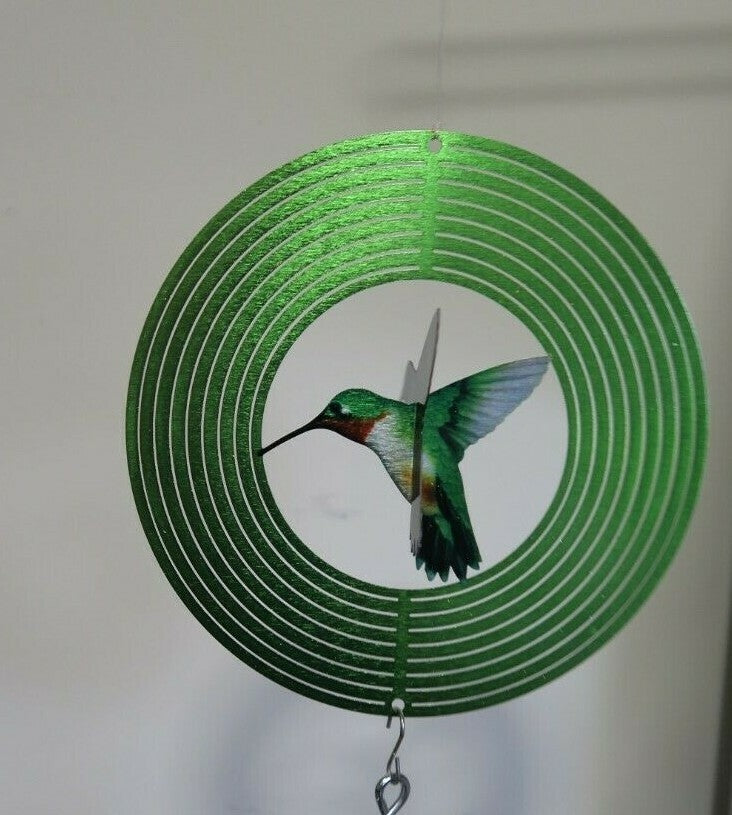 3D HUMMING BIRD WIND CHIME SPINNERS SWIVEL TWISTER GAZING BALL WITH SPIRAL TAIL