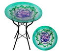 Wild Bird Bath Feeder Food Station Garden Ornaments Green Lotus Flower Bee Water