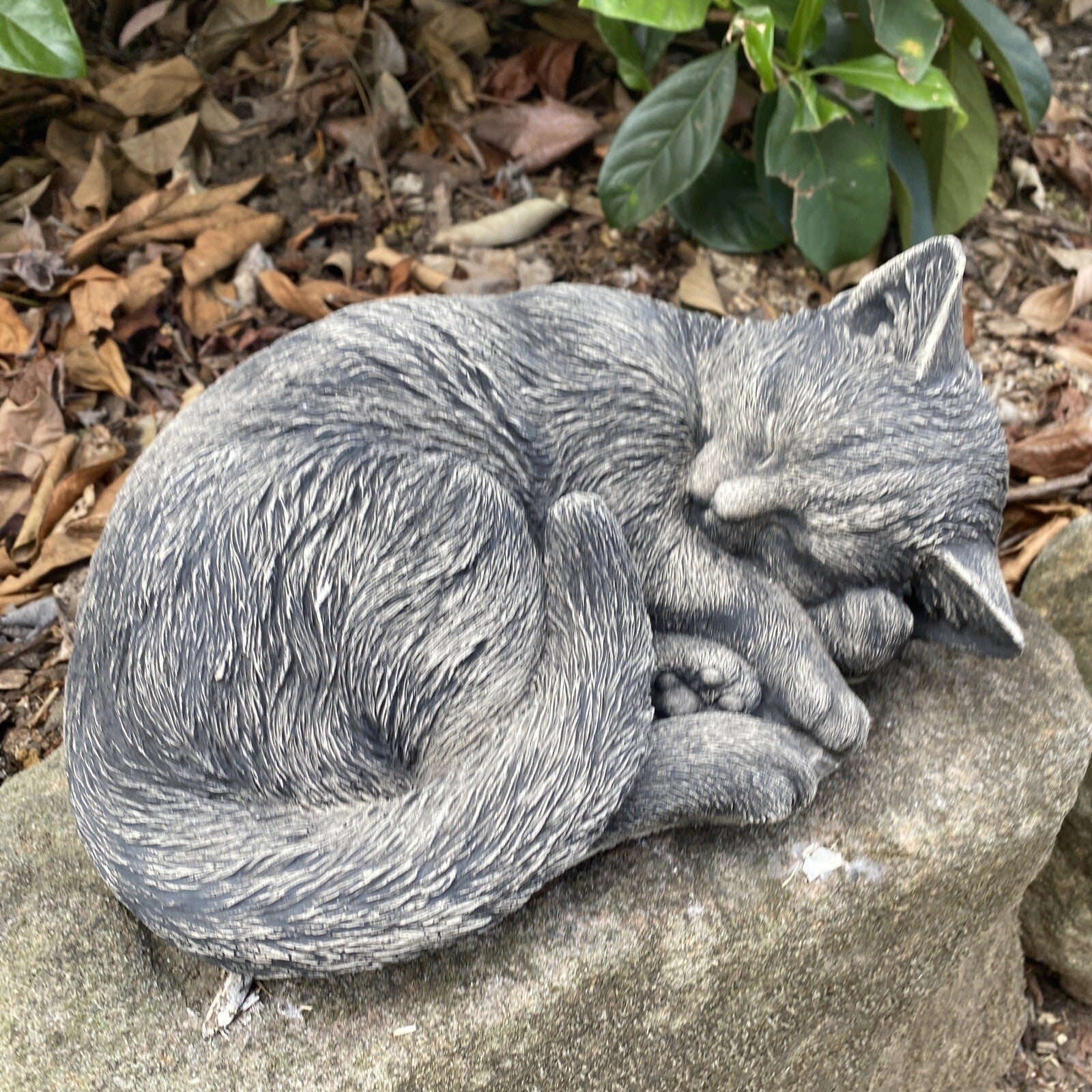 Cat Statue Memorial Sleeping Kitten Grey Animal Concrete Cement Australian Made