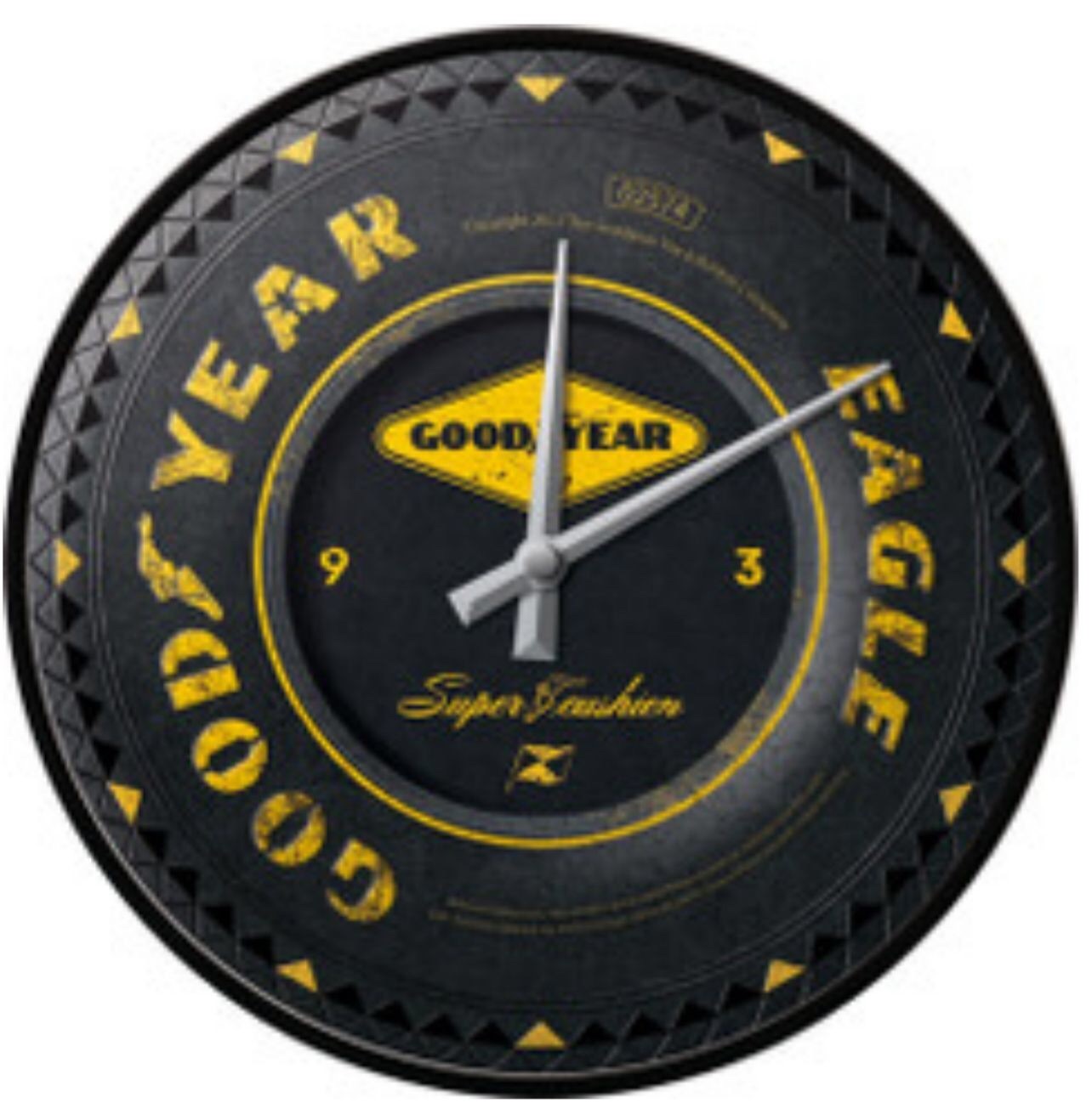 Retro Wall Clock GOOD YEAR - GARAGE 30cm Metal & Glass Licensed black