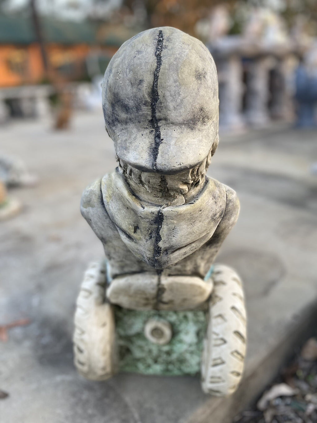 Boy On Tractor Garden Statue - Pick up Only