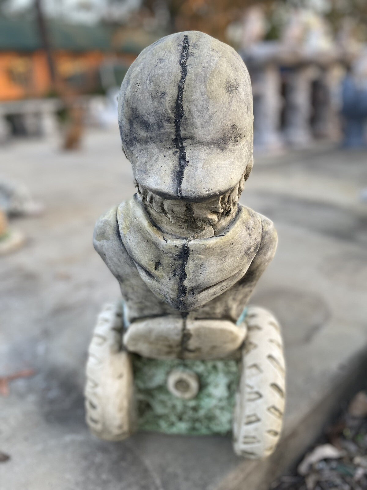 Boy On Tractor Garden Statue - Pick up Only