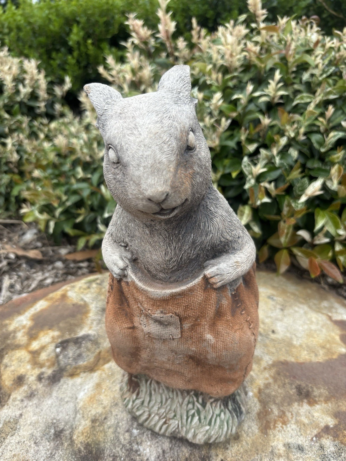 Rabbit in Potato Sack Statue Ornament Animal Concrete Garden Australian Made