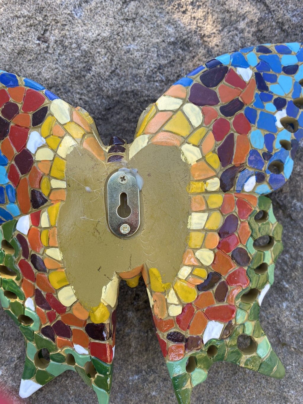 Mosaic Butterfly Statue Garden Hanging Decor 25cm Hand Made
