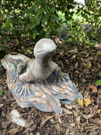Goanna Resting On a Rock Lizard Concrete Cement Garden Statue Australian Made