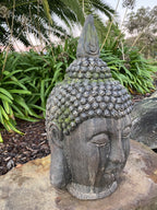 Antiqued Manjushri Buddha Head Statue Garden Ornament Sculpture 55cm