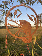 Possum Round Rust Corten Steel Metal Garden Wall Art Hanging Ring Home 28cm D