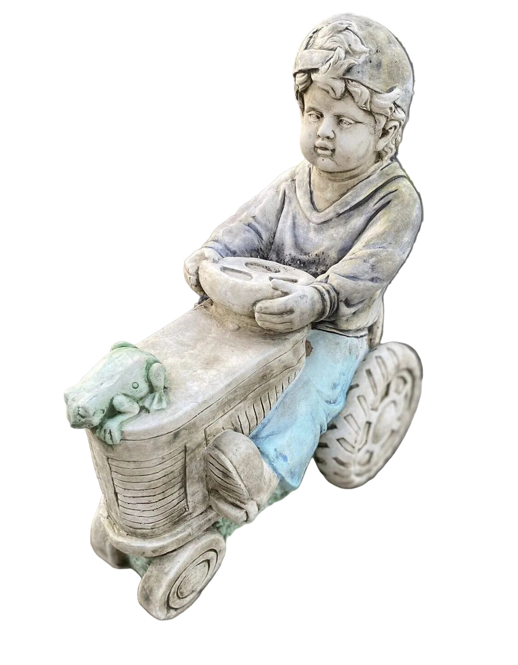 Boy On Tractor Garden Statue - Pick up Only