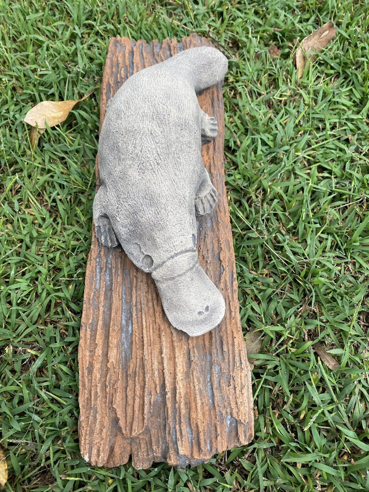 Platypus On A LogStatue Ornament Animal Concrete Cement Garden Australian Made