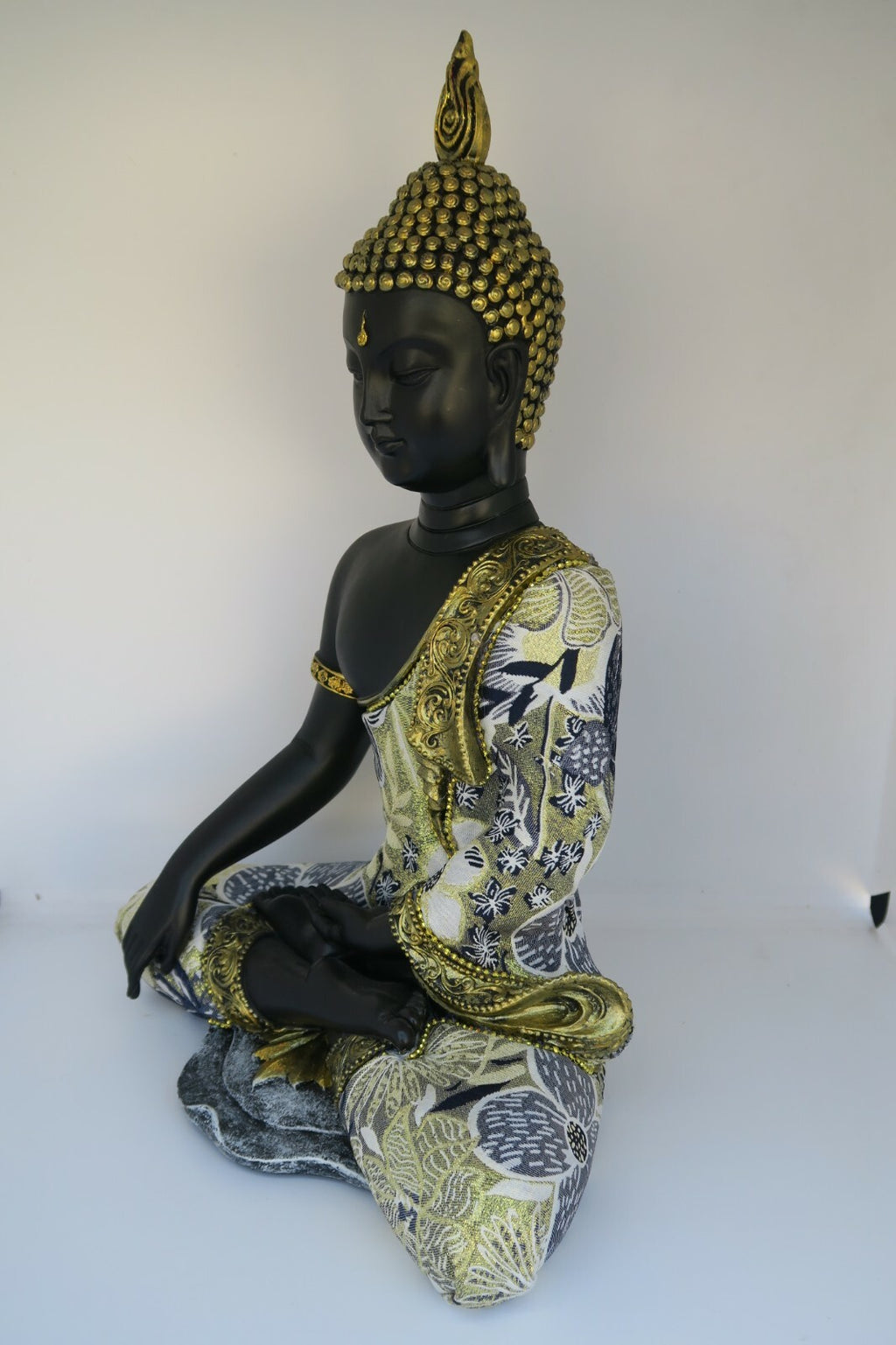Meditating Thai Buddha In a Blue Gold Robe Statue Ornament Figurine Home Decor