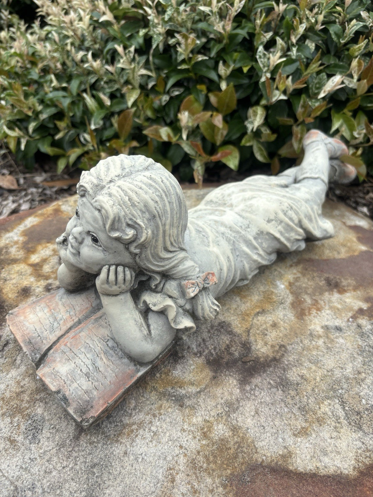 Girl Reading A Book Statue Ornament Concrete Garden Australian Made