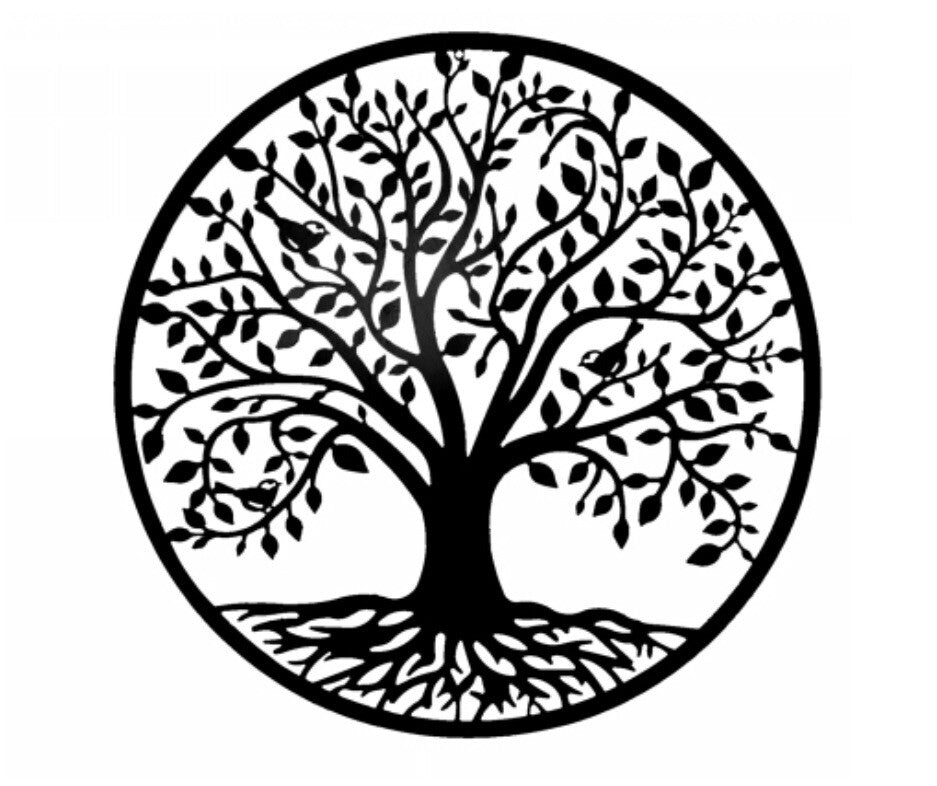 Tree of Life Metal Iron Hanging Wall Art 60cm Round Rustic Sculpture Home Garden