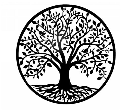 Tree of Life Metal Iron Hanging Wall Art 60cm Round Rustic Sculpture Home Garden
