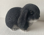 RABBIT BUNNY MINI LOP ANIMAL GARDEN STATUE ORNAMENT FIGURINE BLACK WHITE