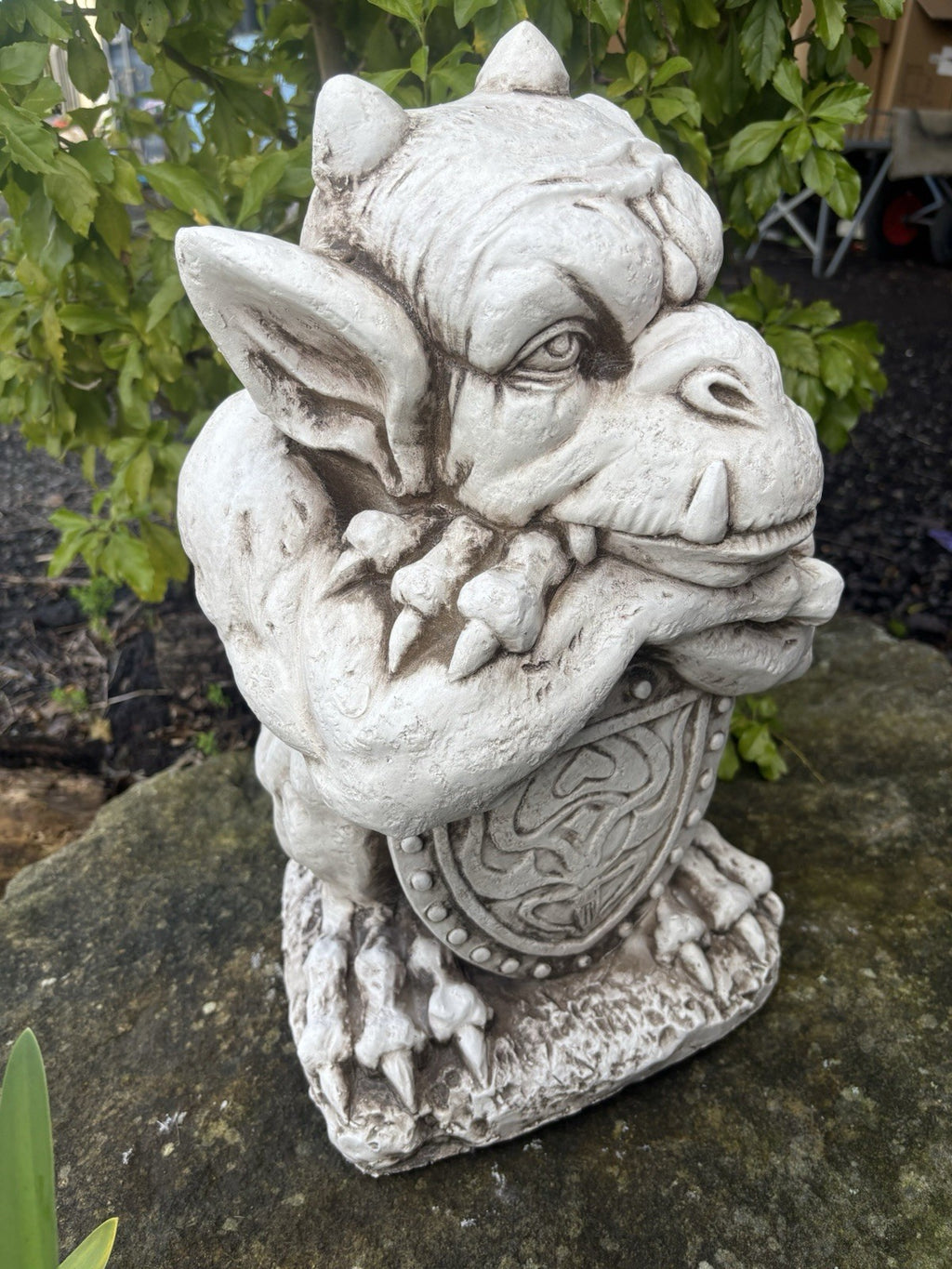 Gargoyle With Shield ,Gargoyle with Sword Garden Statue Ornament 46 cm High