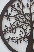 Tree of Life Metal Hanging Wall Art 60 cm Round Rustic Sculpture Home Garden