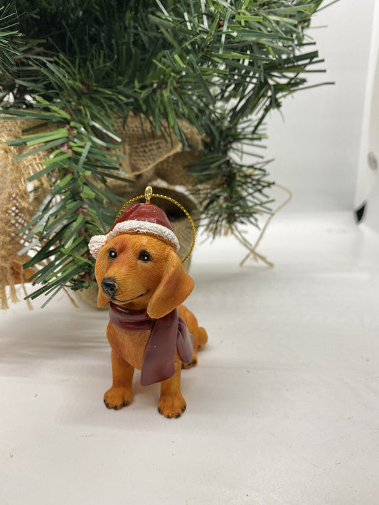 2 x Dachshund Sausage Dog Puppy Christmas Xmas Tree Decoration Statue Home Decor