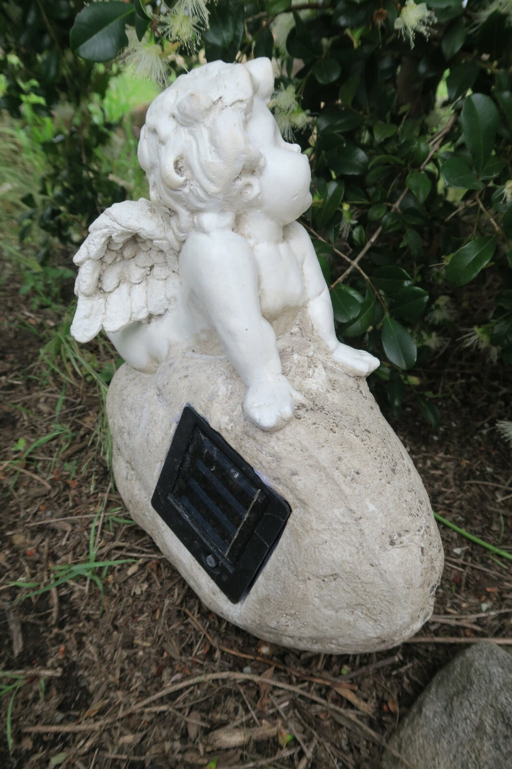 Cherub with Welcome Sign Solar Powered Statue Ornament Home Garden Decor