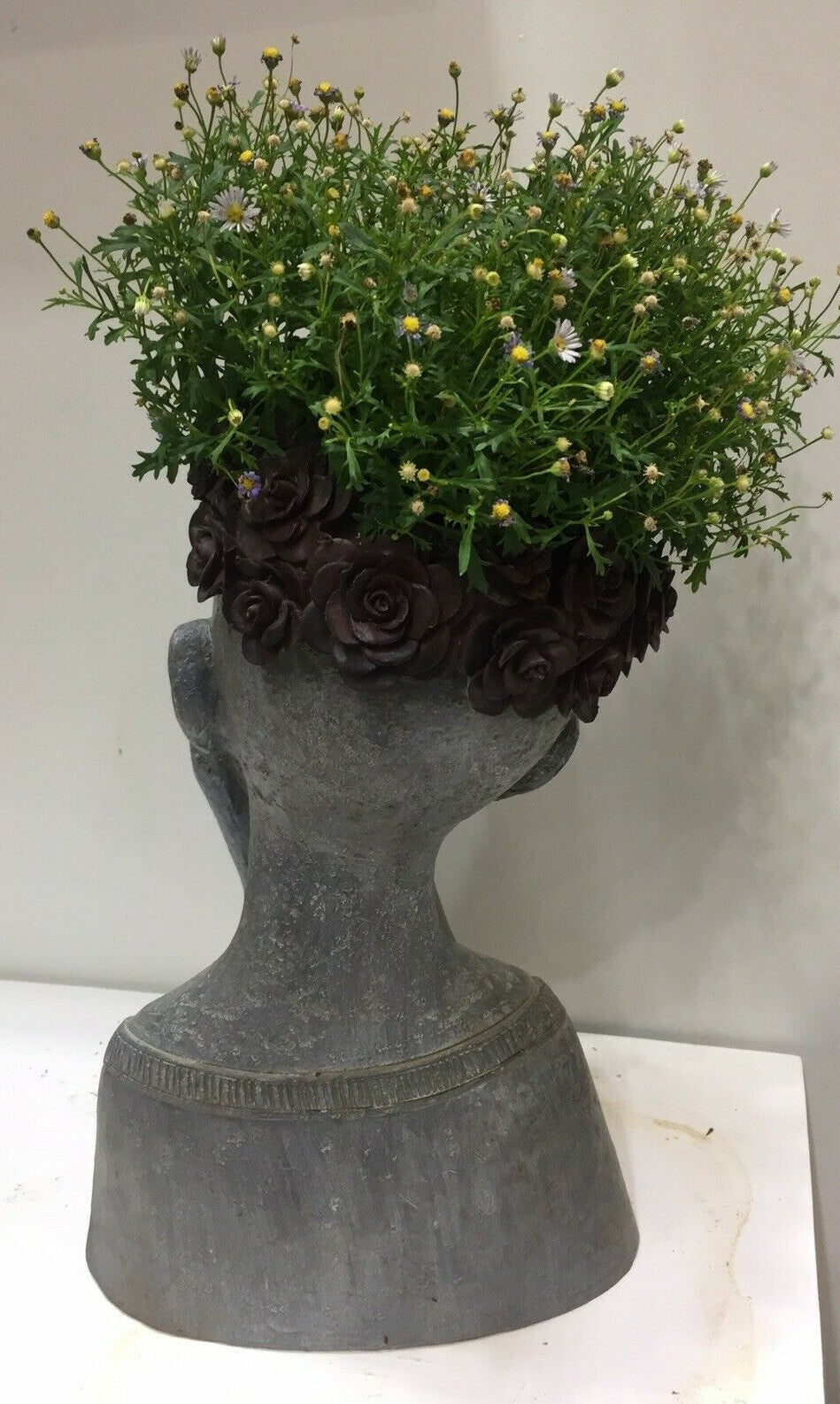 FLOWER GIRL PLANTER TWO SUCCULENT LADY FACE POT PLANTERS