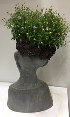 FLOWER GIRL PLANTER TWO SUCCULENT LADY FACE POT PLANTERS