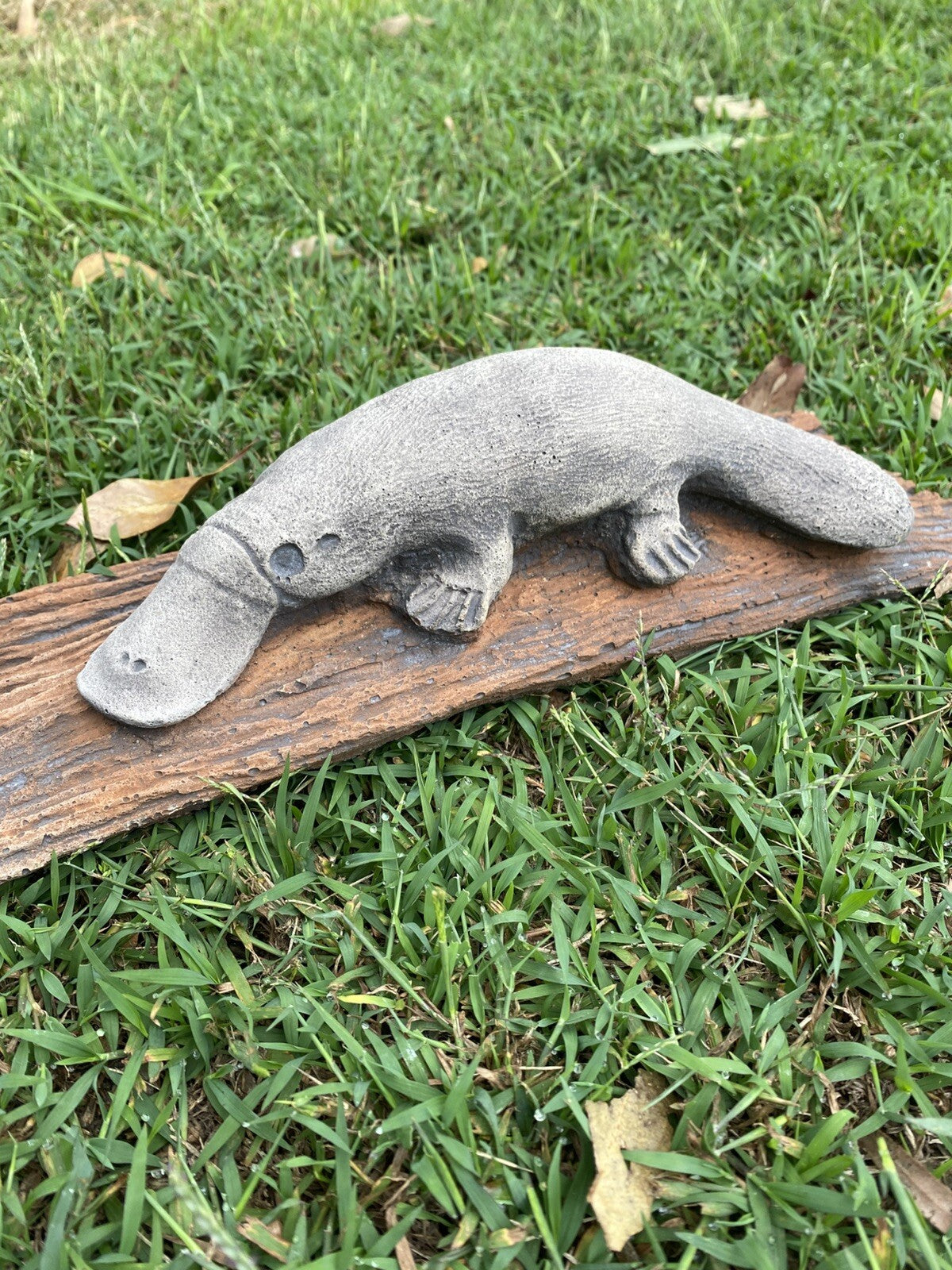 Platypus On A LogStatue Ornament Animal Concrete Cement Garden Australian Made