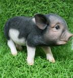 PIG STANDING MINI FARM ANIMAL GARDEN STATUE ORNAMENT FIGURINE BLACK AND WHITE