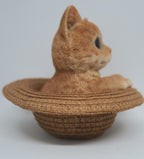 GINGER CAT IN A HAT ANIMAL GARDEN STATUE ORNAMENT FIGURINE SCULPTURE MONEY BOX