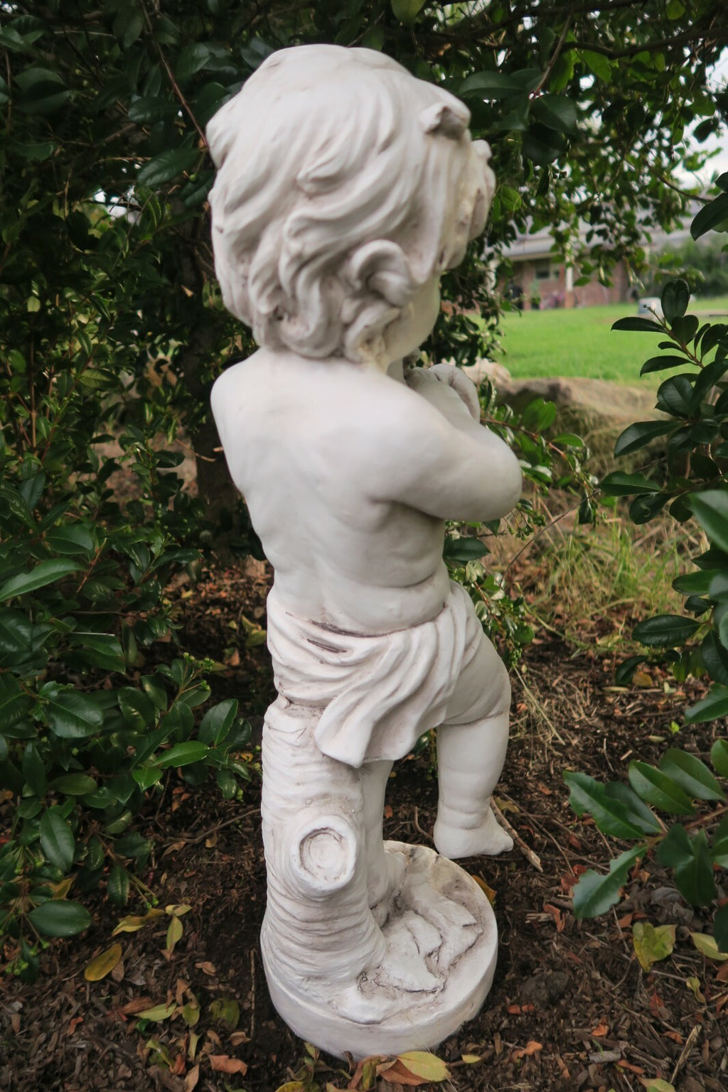 BOY STATUE PLAYING TRUMPET INSTRUMENT GARDEN STATUE ORNAMENT HOME DECOR