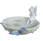 Fairy Bird Bath Station With Wren Bee Garden Statue Ornament
