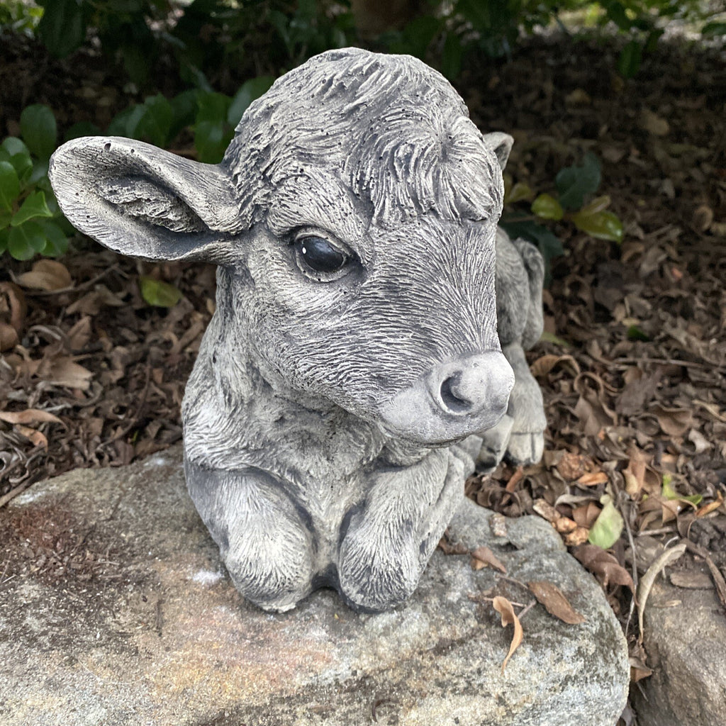 Cow Calf Statue Ornament Farm Animal Concrete Cement Garden Australian Made