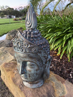 Antiqued Angkok Buddha Head Statue Garden Ornament Sculpture 77cm