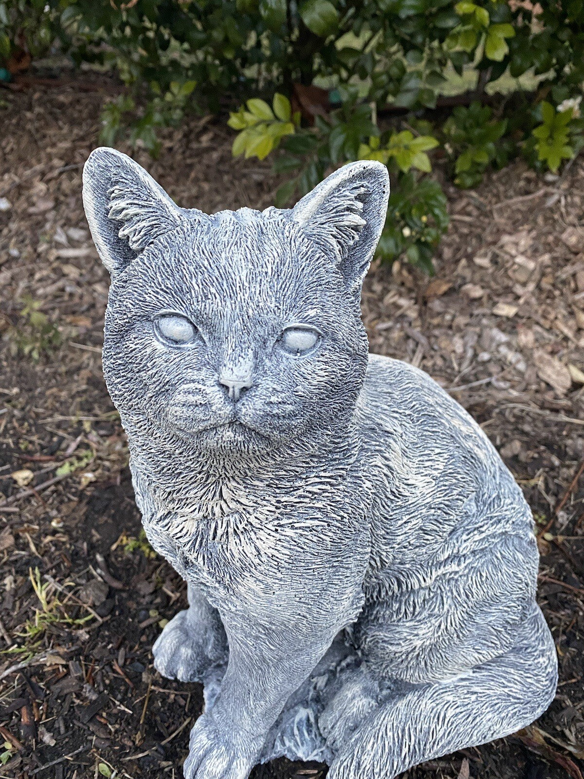 Grey Cat Statue Sitting Memorial Ornament Animal Concrete Garden Australian Made