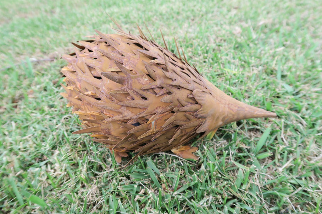 Echidna Statue Australian Native Wildlife Metal Ornament Garden Lawn Set of 2