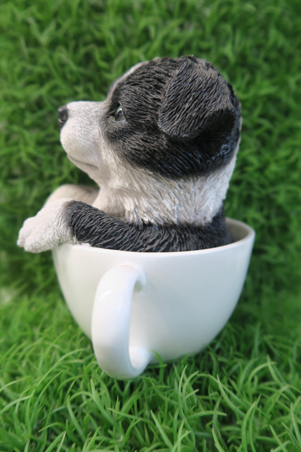 BORDER COLLIE TEACUP PUPPY GIUDE DOG ANIMAL GARDEN STATUE ORNAMENT MEMORIAL