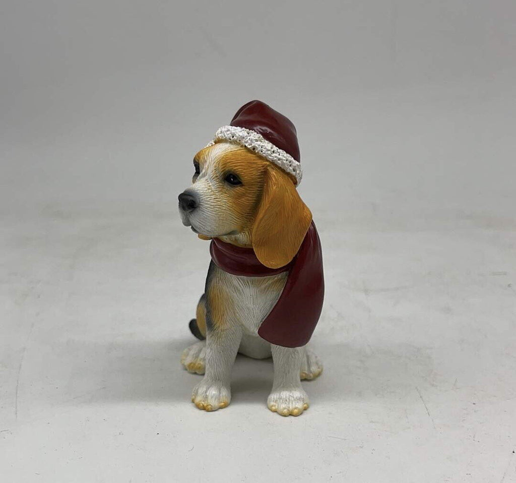 2 x Beagle Hound Dog Puppy Christmas Xmas Tree Decoration Statue Home Decor