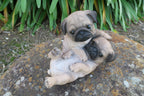Pug Statue Puppies Playing Dog Doggy Memorial Ornament Home Decor Brown