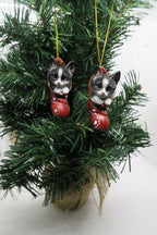 2 x Black & White Cat Kitten Christmas Xmas Tree Decoration Statue Home Decor