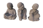 Monk Statue Buddha Shaolin Concrete Garden Ornament 42CM High Grey Set of 3