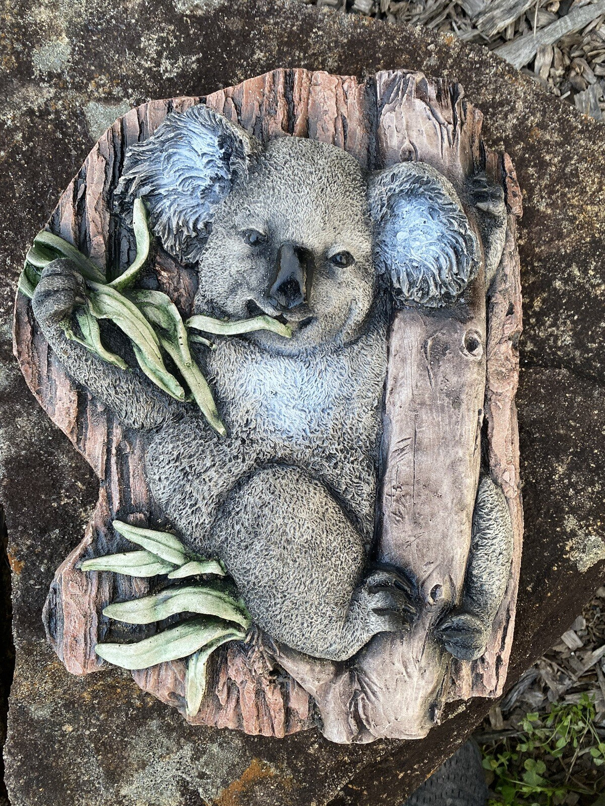 Koala Branch Wall Plaque Garden Statue Ornament Animal Concrete Australian Made