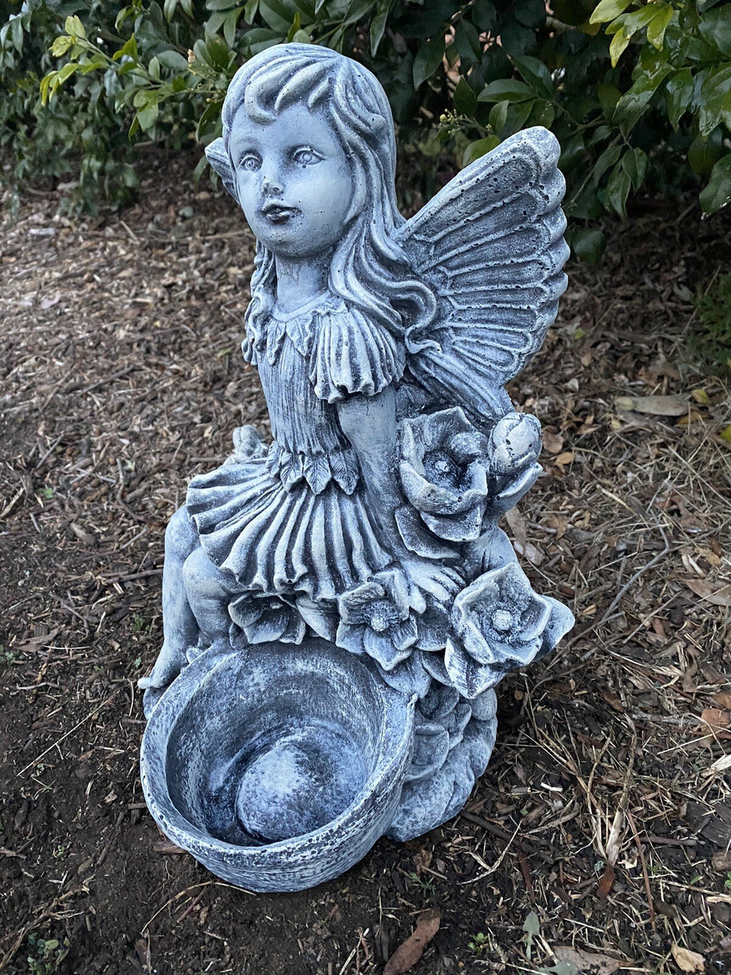 Fairy Bird Feeder Statue Ornament Animal Concrete Cement Garden Australian Made
