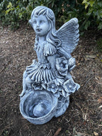 Fairy Bird Feeder Statue Ornament Animal Concrete Cement Garden Australian Made