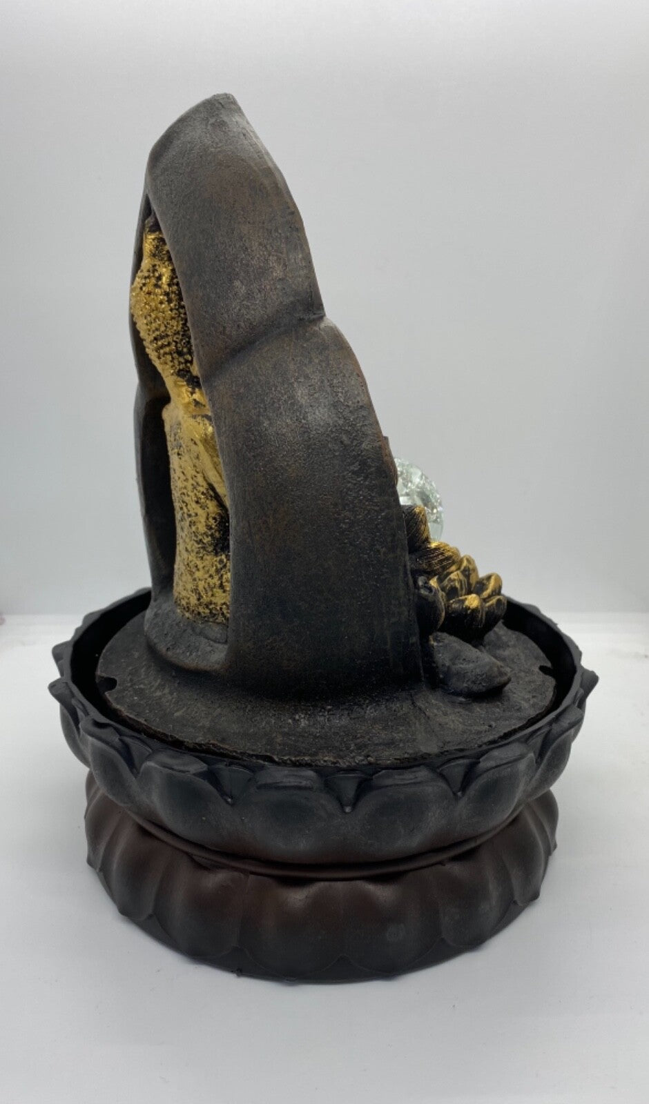 BUDDHA GOLD THAI GILT WATER FEATURE FOUNTAIN INDOOR OUTDOOR BENCH TOP HOME DECOR