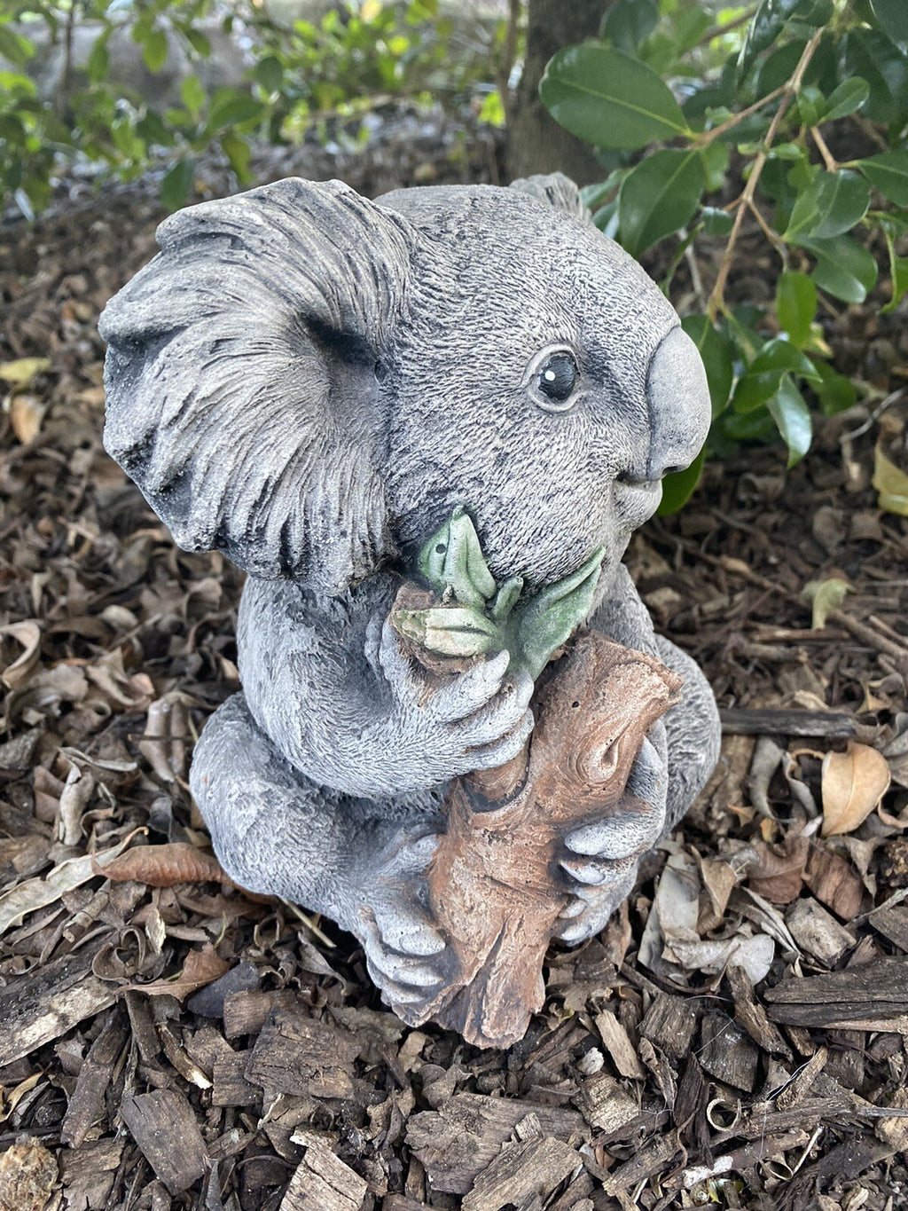 Koala With Leaves Statue Ornament Animal Concrete Cement Garden Australian Made